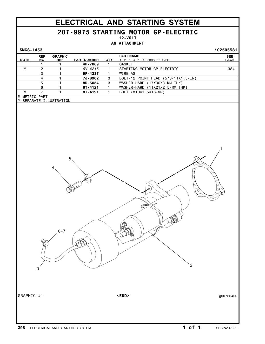 6V-4215 - STARTING MOTOR GP-ELECTRIC