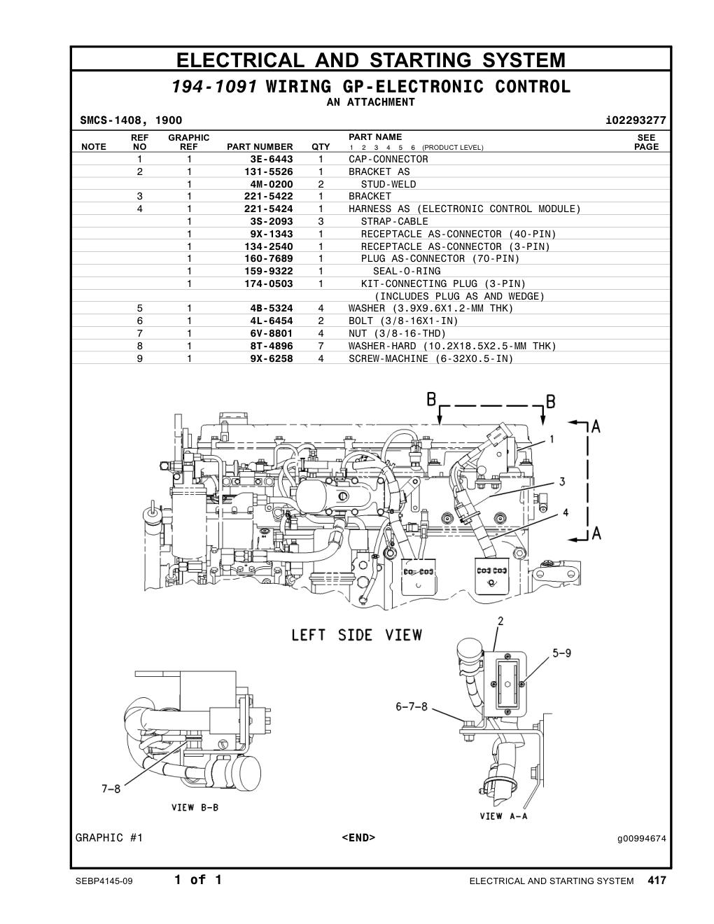 221-5422 BRACKET CAT parts manual diagram