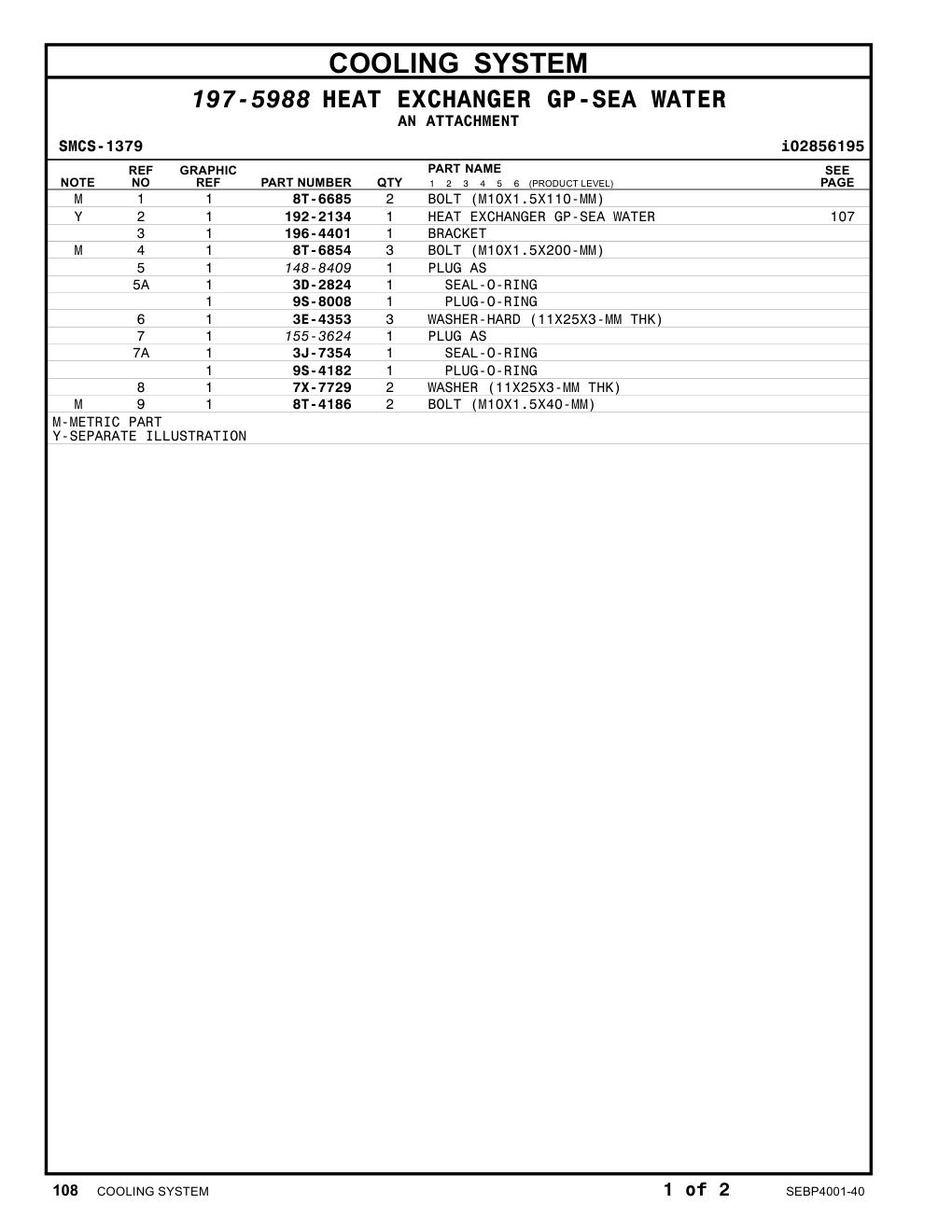 192-2134 HEAT EXCHANGER GP-SEA WATER CAT parts manual diagram