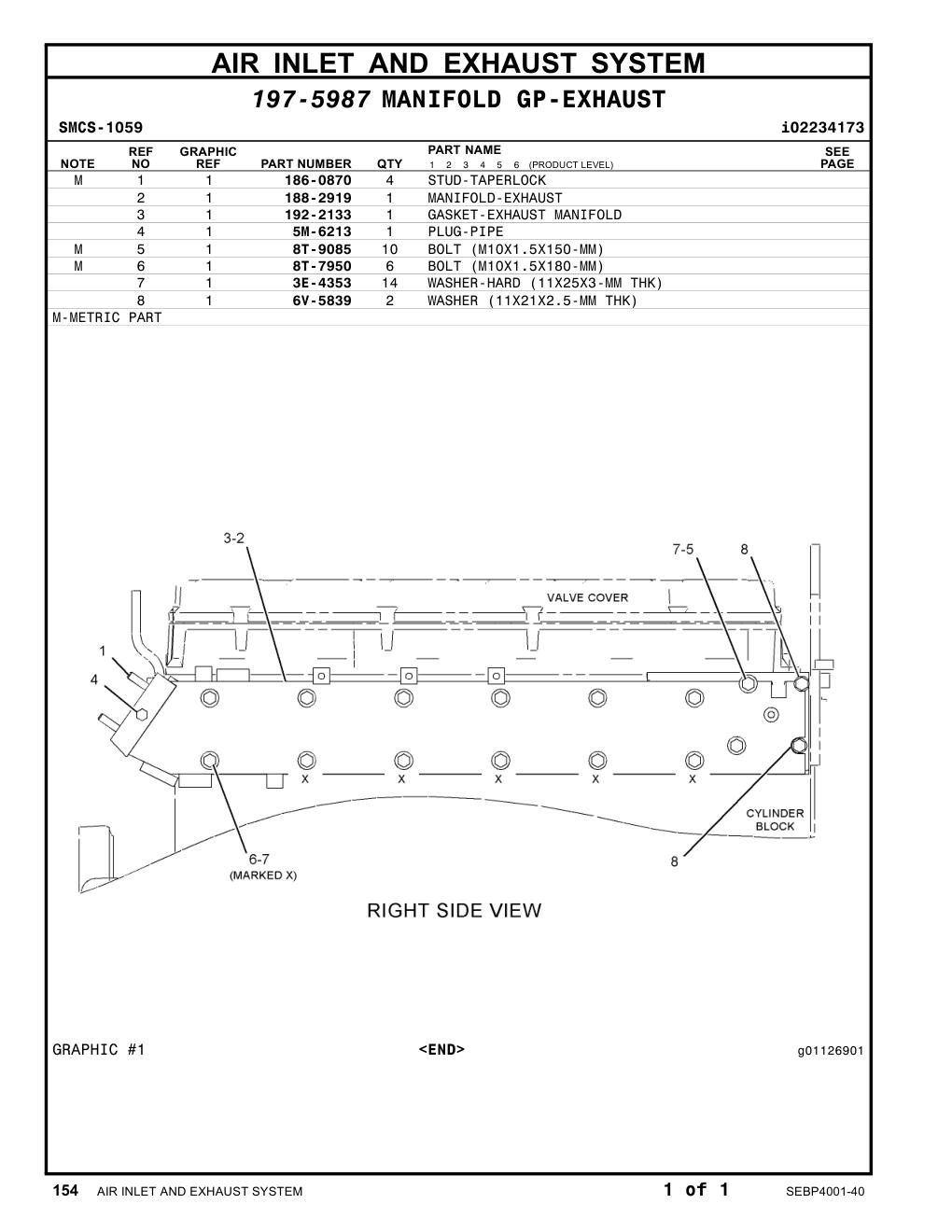 192-2133 GASKET-EXHAUST MANIFOLD CAT parts manual diagram