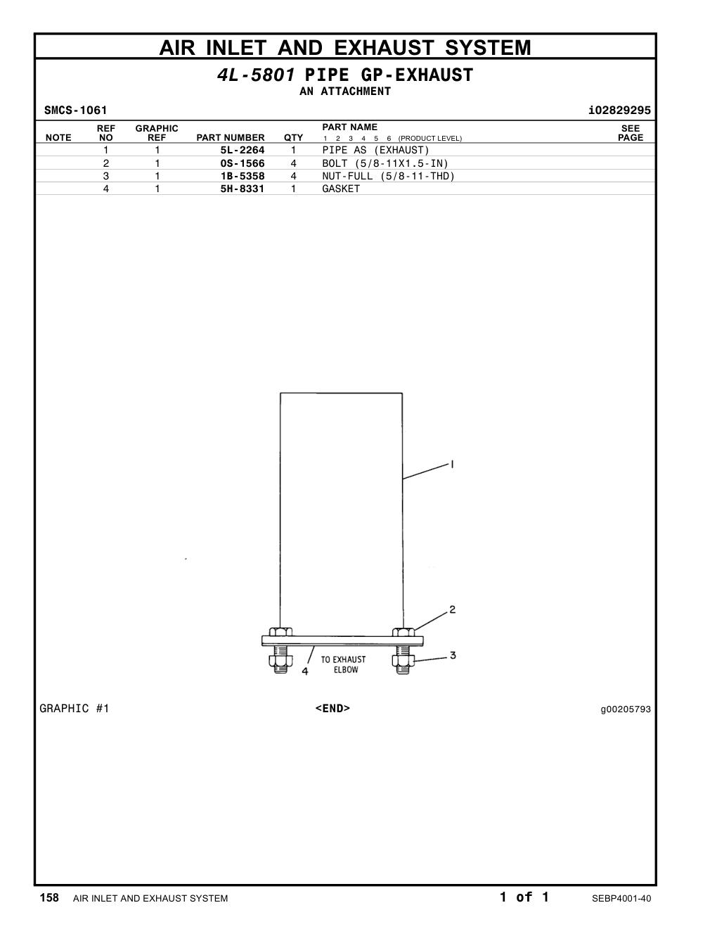 5L-2264 PIPE AS (EXHAUST) CAT parts manual diagram