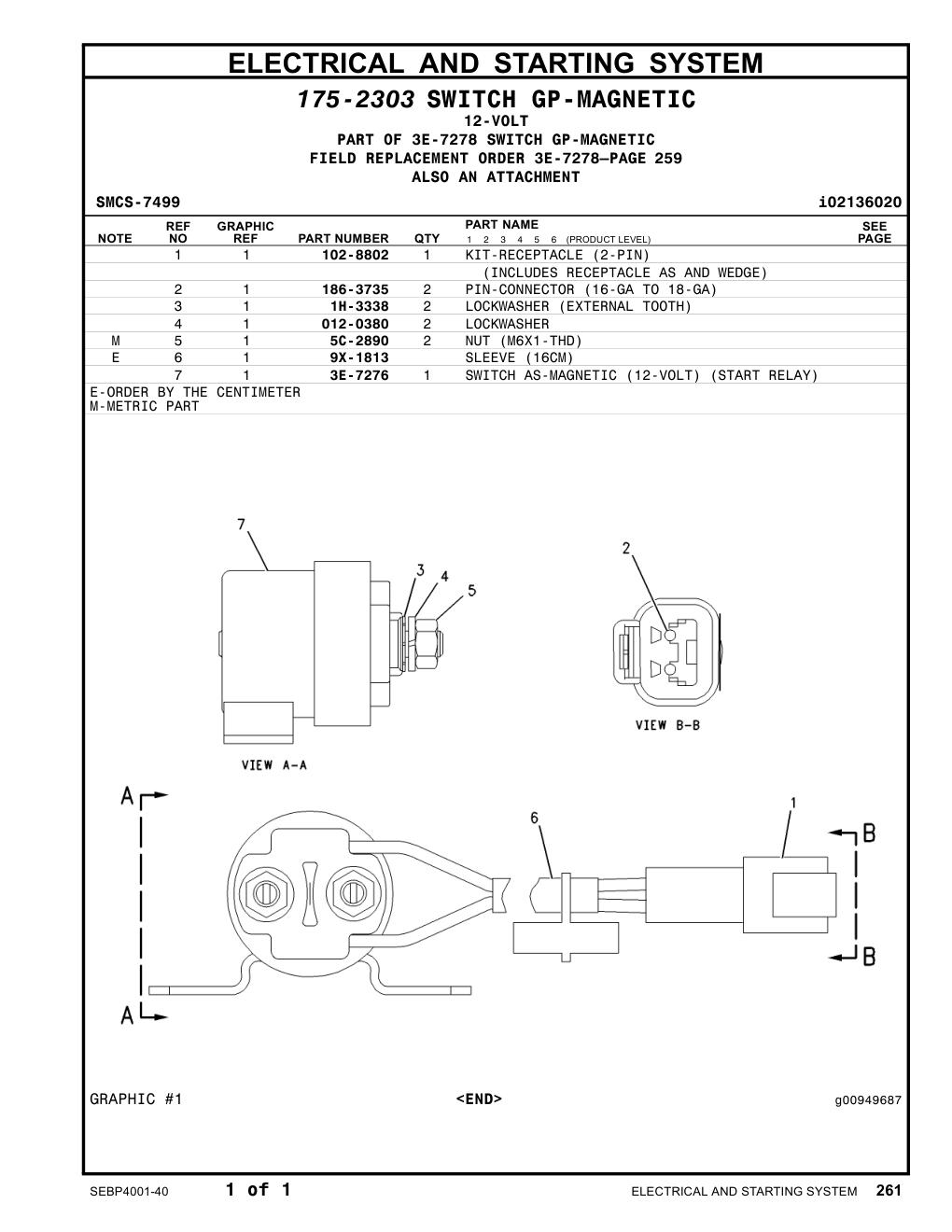 3E-7276 - SWITCH AS-MAGNETIC (12-VOLT) (START RELAY)