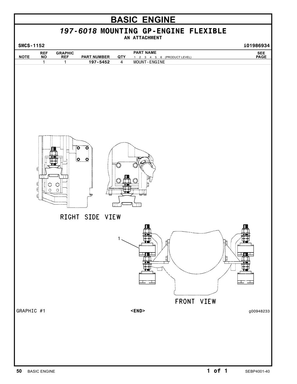 197-5452 MOUNT-ENGINE CAT parts manual diagram