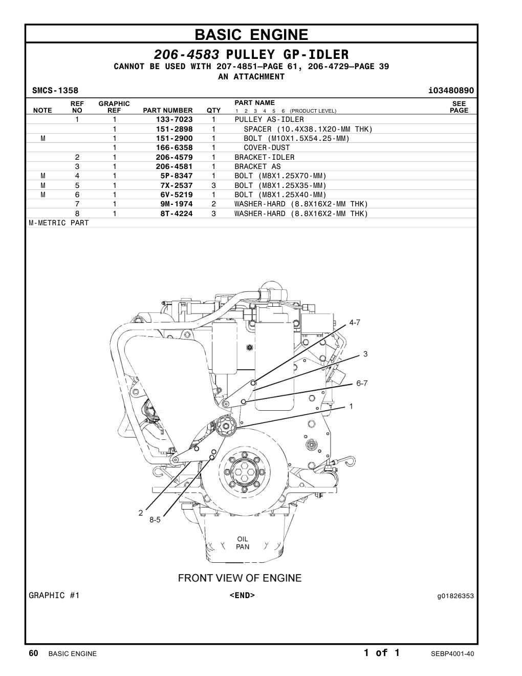 206-4579 BRACKET-IDLER CAT parts manual diagram