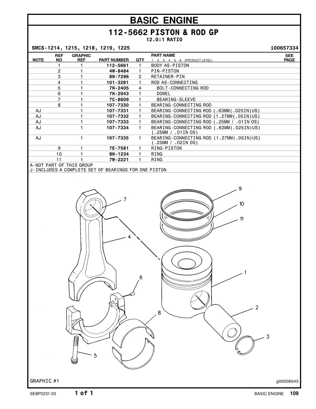 112-5661 BODY AS-PISTON CAT parts manual diagram