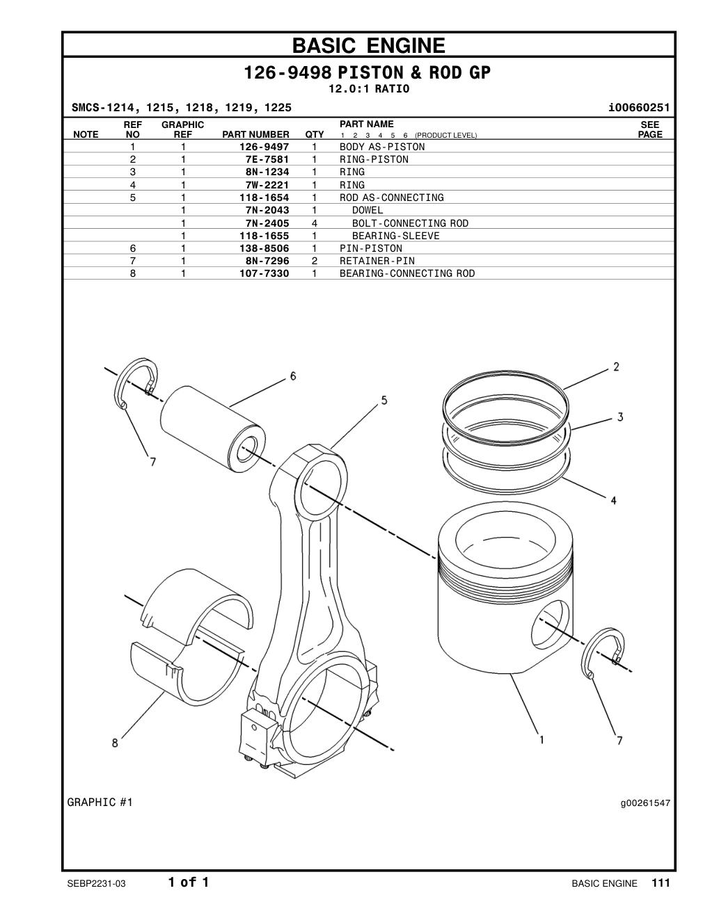 126-9497 BODY AS-PISTON CAT parts manual diagram