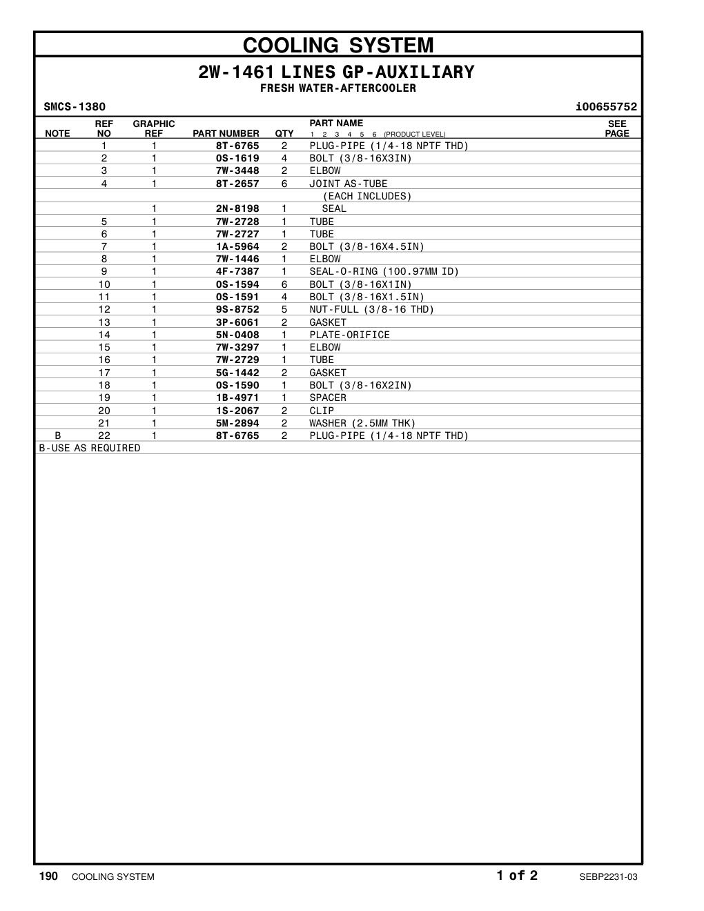 8T-2657 JOINT AS-TUBE CAT parts manual diagram