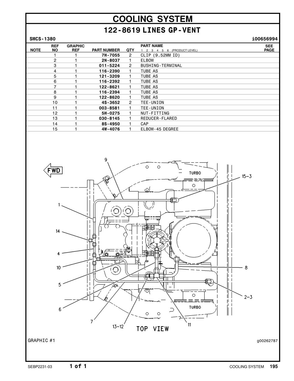122-8620 TUBE AS CAT parts manual diagram