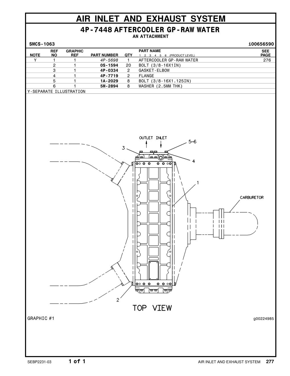 4P-0334 GASKET-ELBOW CAT parts manual diagram