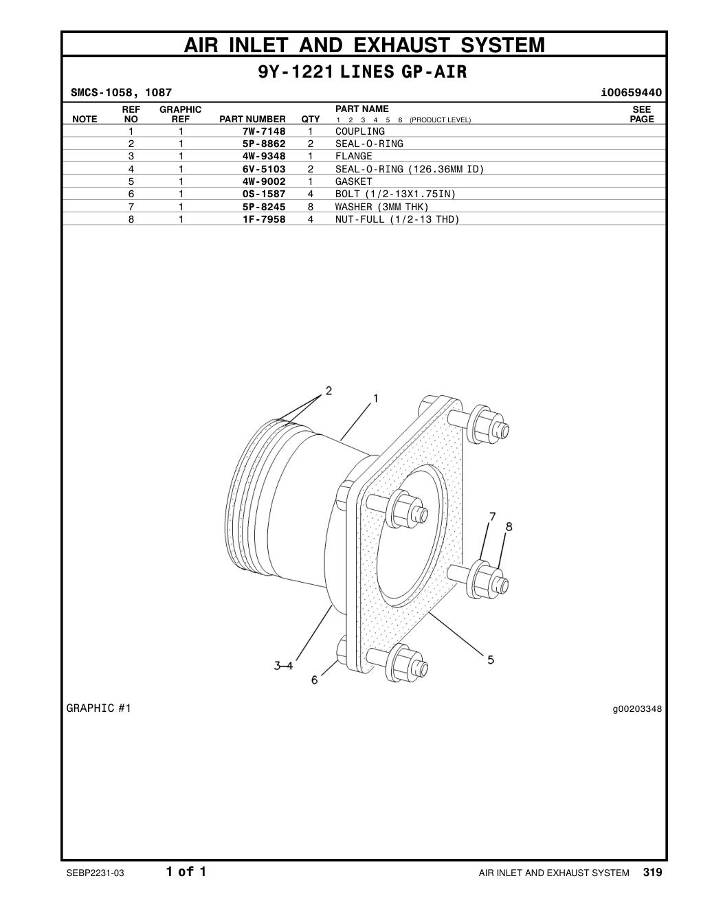 4W-9348 FLANGE CAT parts manual diagram