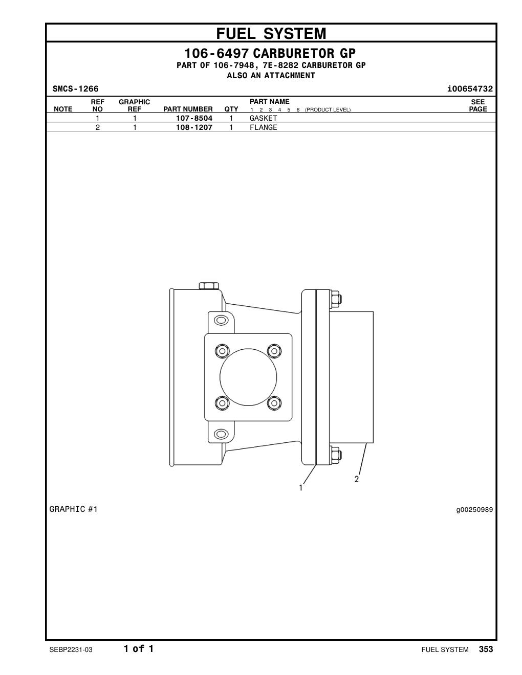 108-1207 FLANGE CAT parts manual diagram