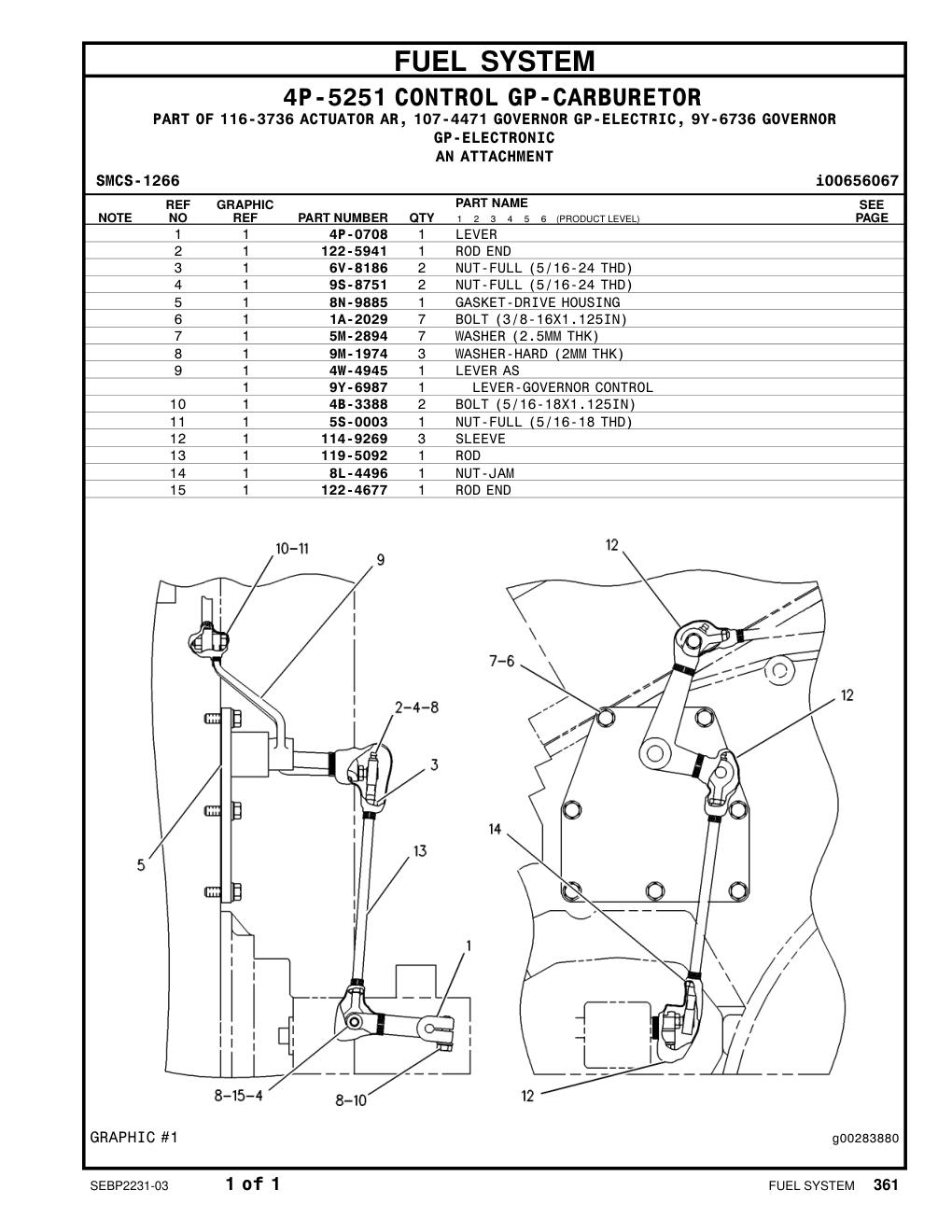 9Y-6987 LEVER-GOVERNOR CONTROL CAT parts manual diagram