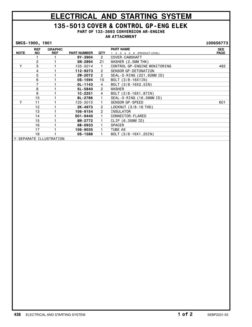 135-5015 SENSOR GP-SPEED CAT parts manual diagram