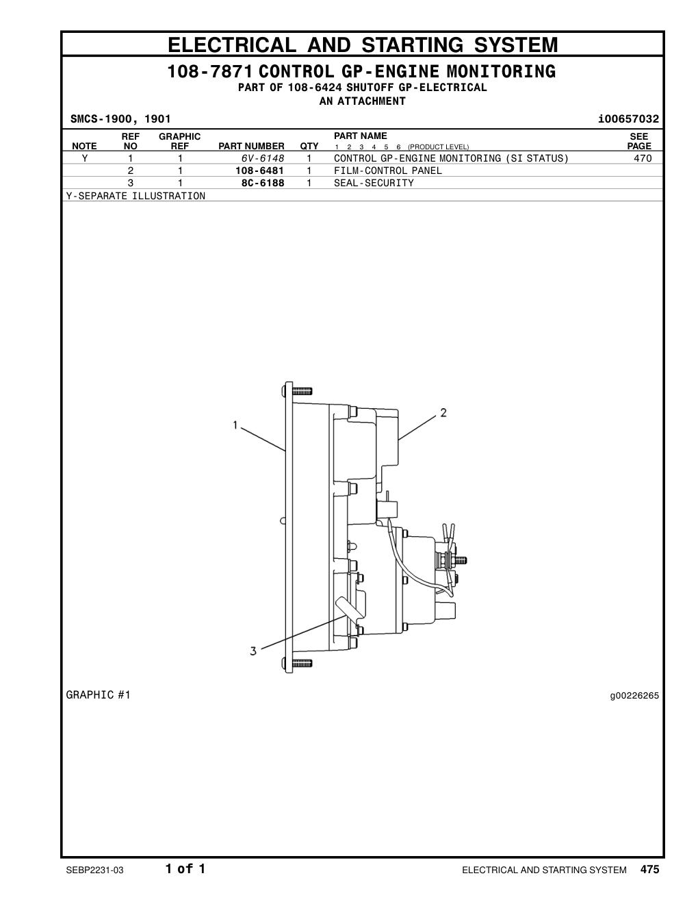 108-6481 FILM-CONTROL PANEL CAT parts manual diagram