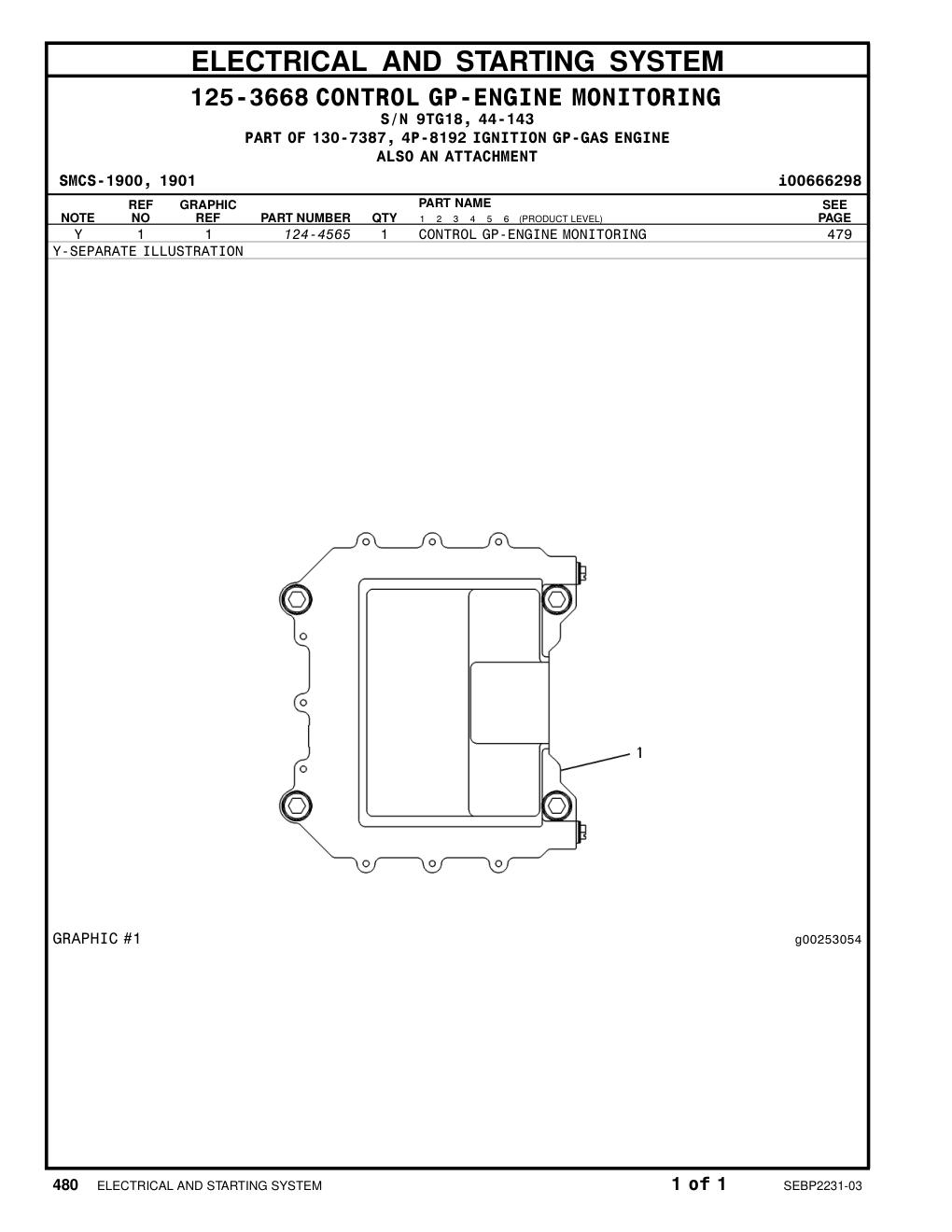 124-4565 CONTROL GP-ENGINE MONITORING CAT parts manual diagram