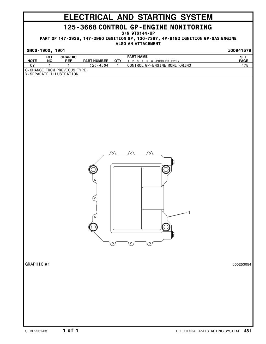 124-4564 - CONTROL GP-ENGINE MONITORING