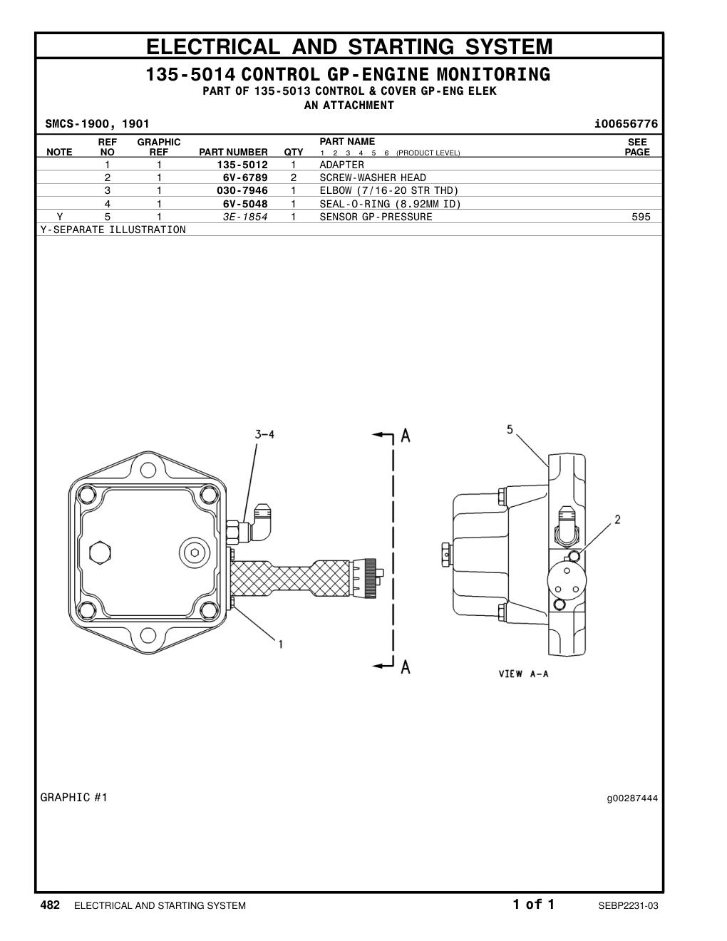 135-5012 ADAPTER CAT parts manual diagram