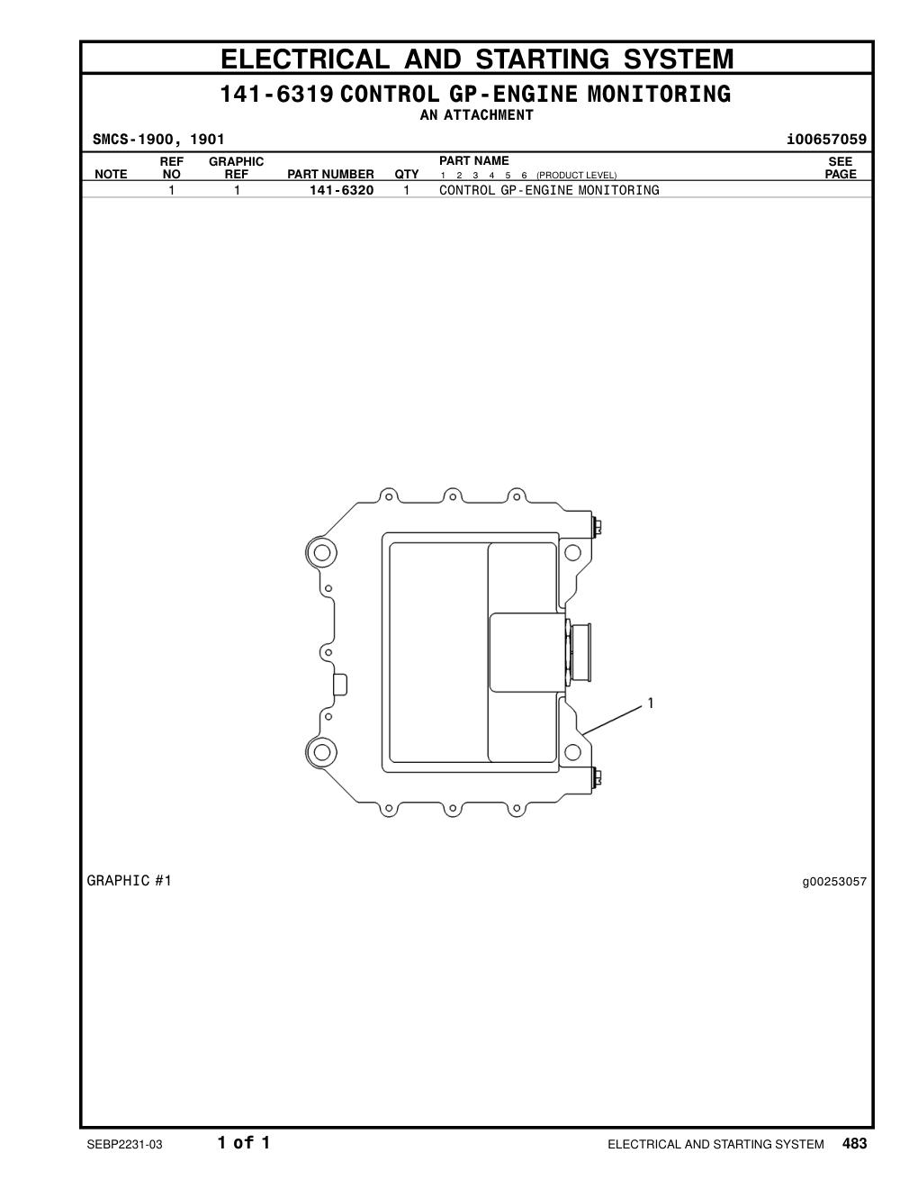 141-6320 CONTROL GP-ENGINE MONITORING CAT parts manual diagram