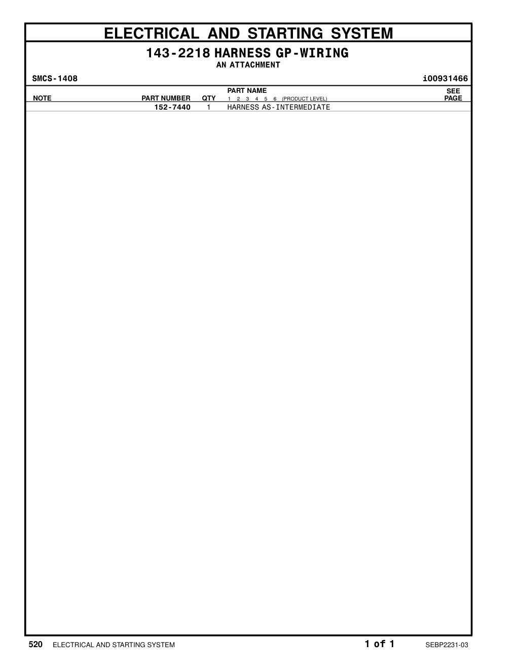 152-7440 - HARNESS AS-INTERMEDIATE