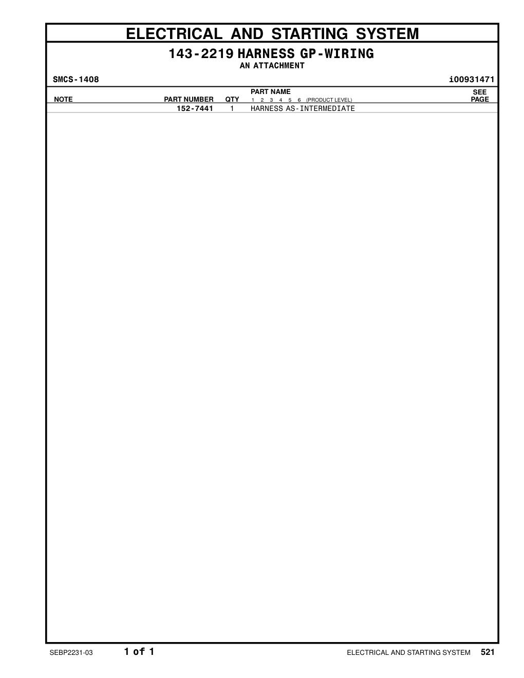 152-7441 - HARNESS AS-INTERMEDIATE