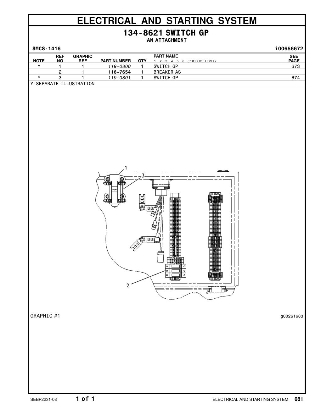 119-0801 SWITCH GP CAT parts manual diagram