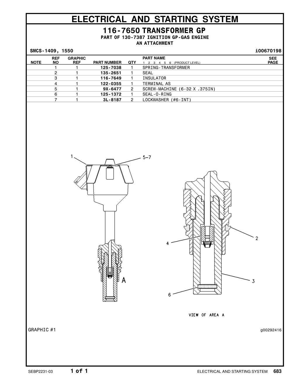 122-0355 TERMINAL AS CAT parts manual diagram