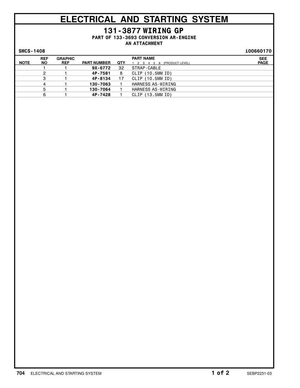 130-7064 HARNESS AS-WIRING CAT parts manual diagram