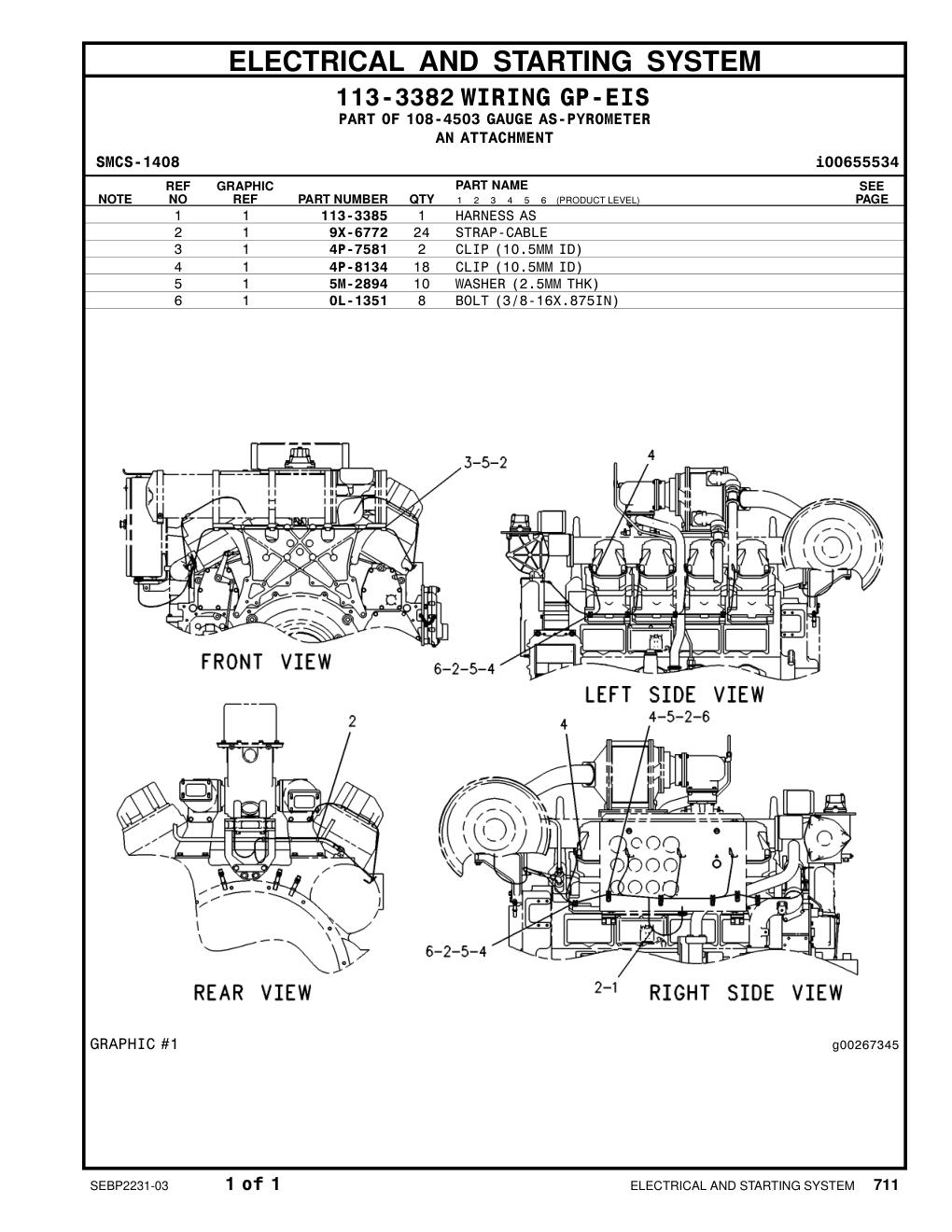 113-3385 HARNESS AS CAT parts manual diagram