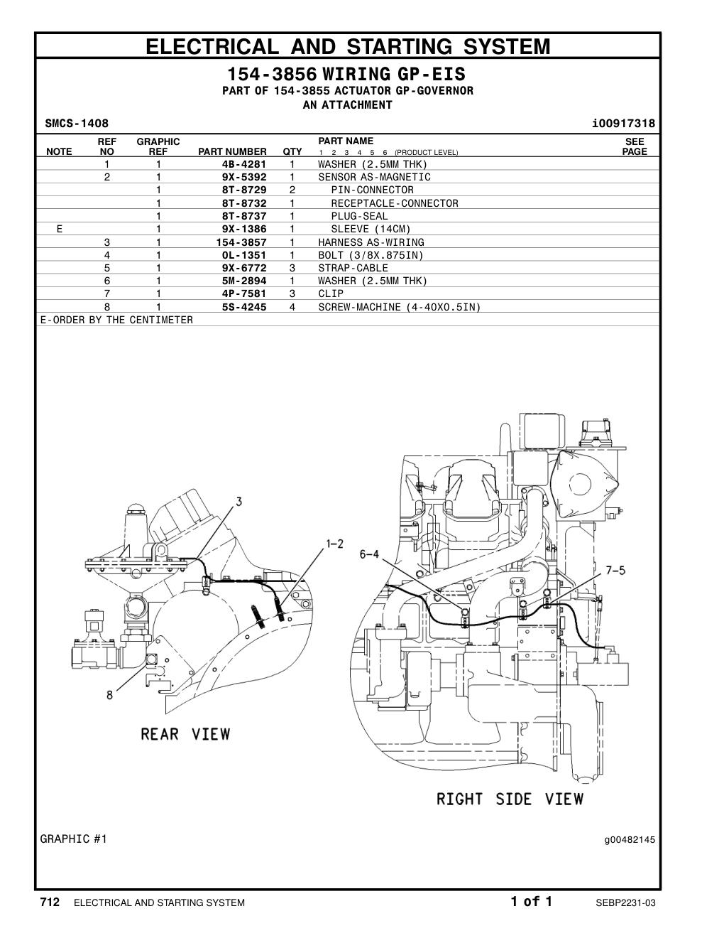 154-3857 HARNESS AS-WIRING CAT parts manual diagram