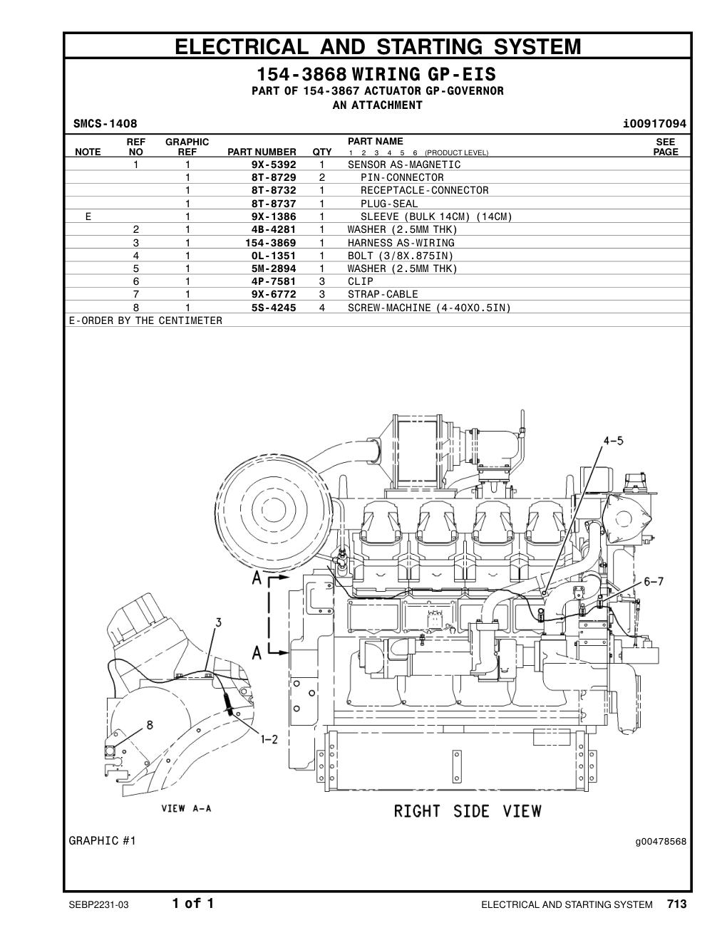 154-3869 HARNESS AS-WIRING CAT parts manual diagram