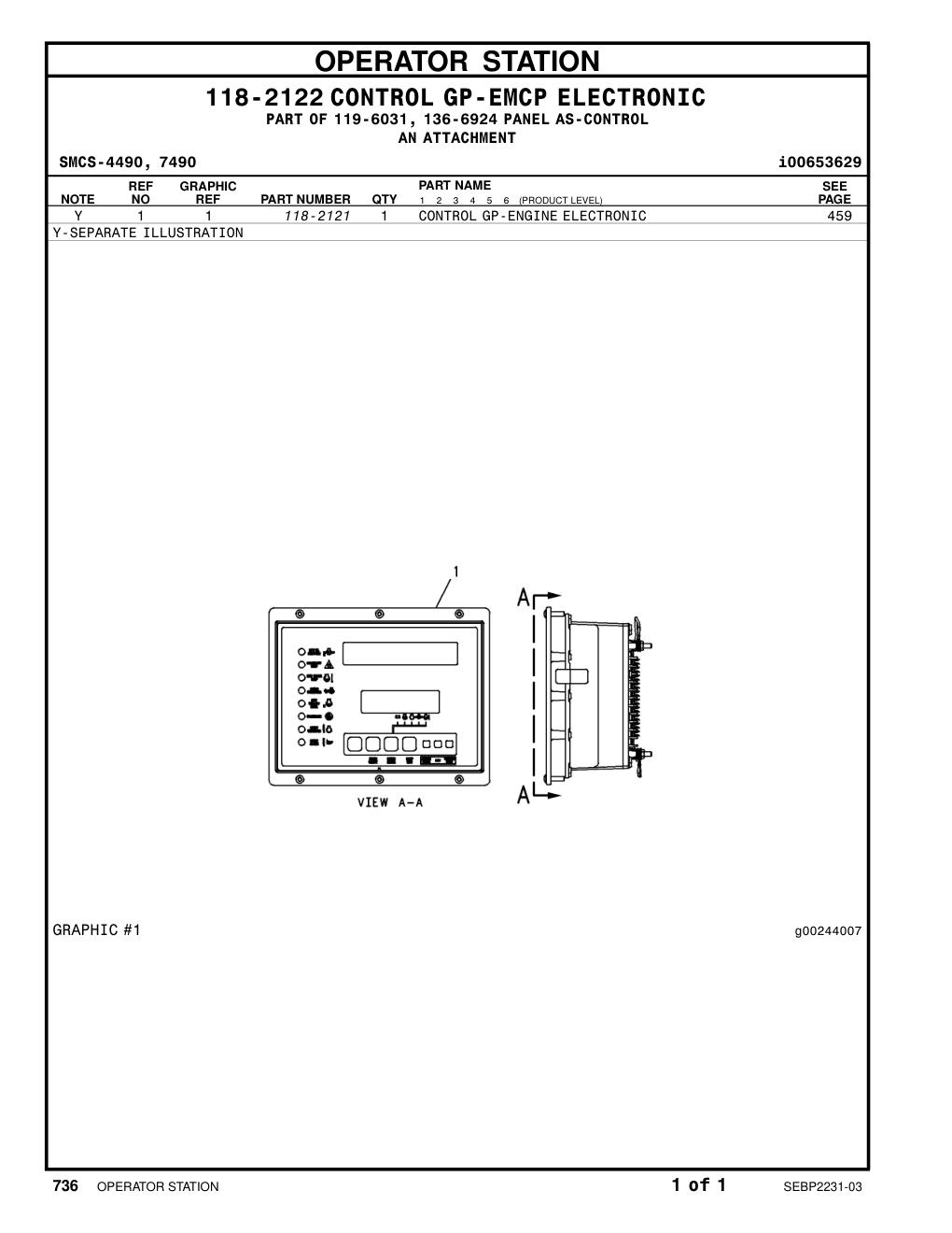 118-2121 CONTROL GP-ENGINE ELECTRONIC CAT parts manual diagram