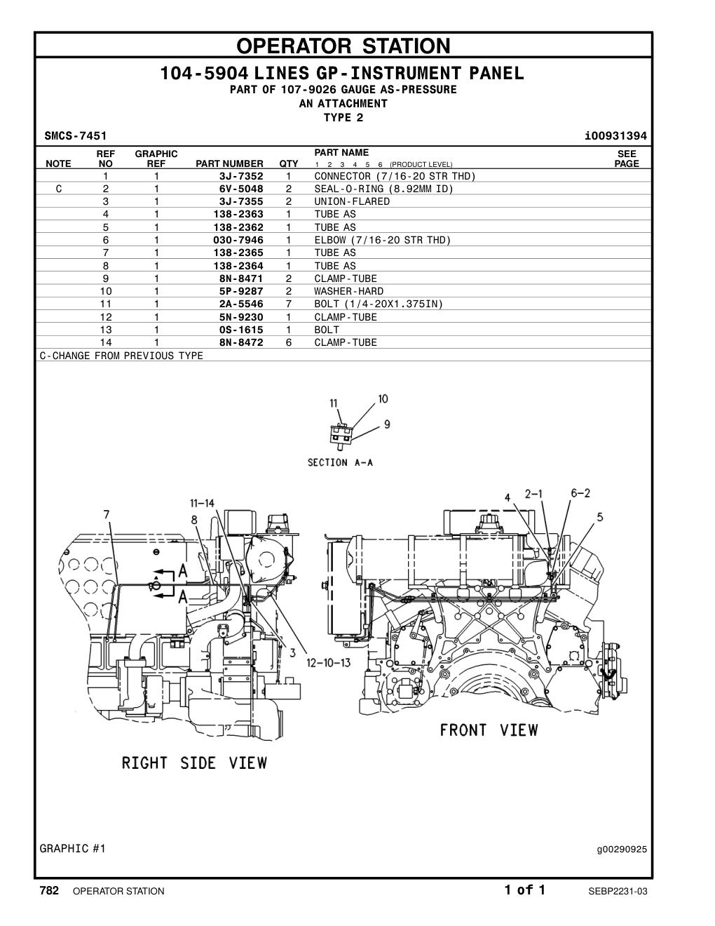 138-2365 TUBE AS CAT parts manual diagram