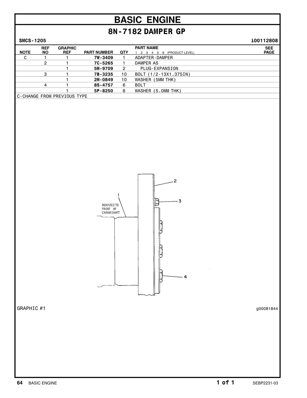7C-5265 DAMPER AS CAT parts manual diagram