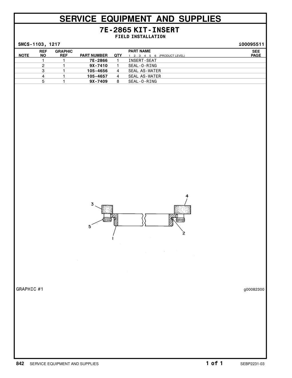 105-4657 SEAL AS-WATER CAT parts manual diagram
