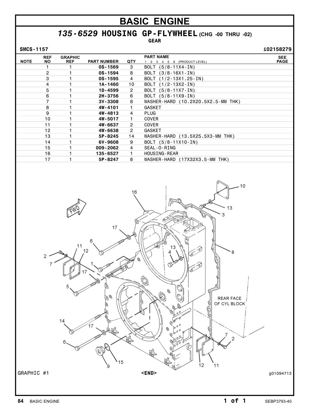 135-6527 HOUSING-REAR CAT parts manual diagram