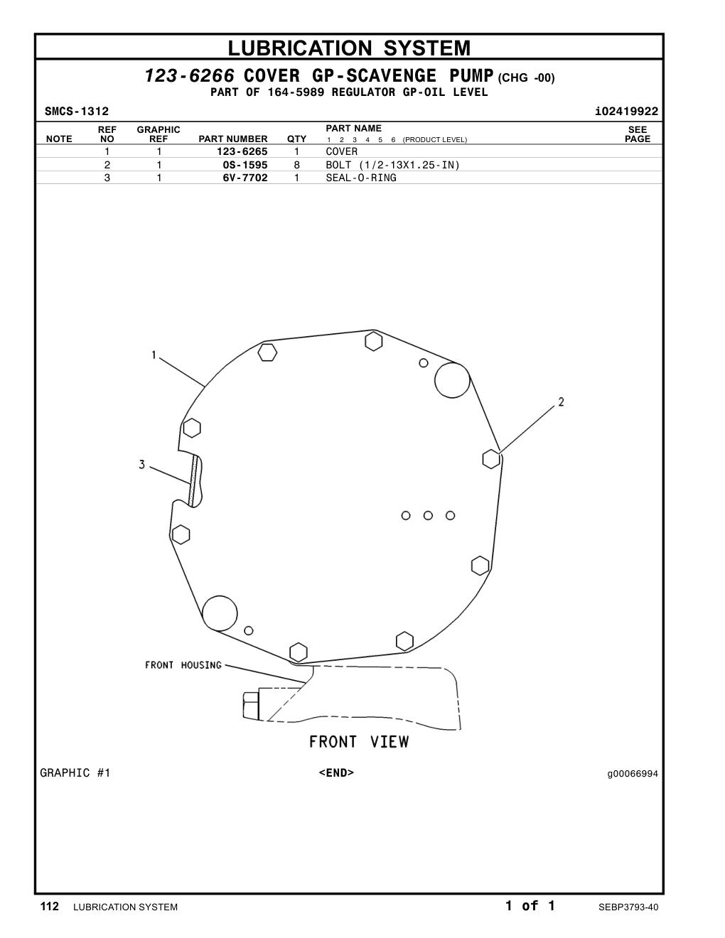 123-6265 COVER CAT parts manual diagram