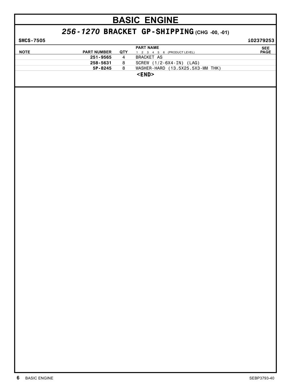 258-5631 - SCREW (1/2-6X4-IN) (LAG)