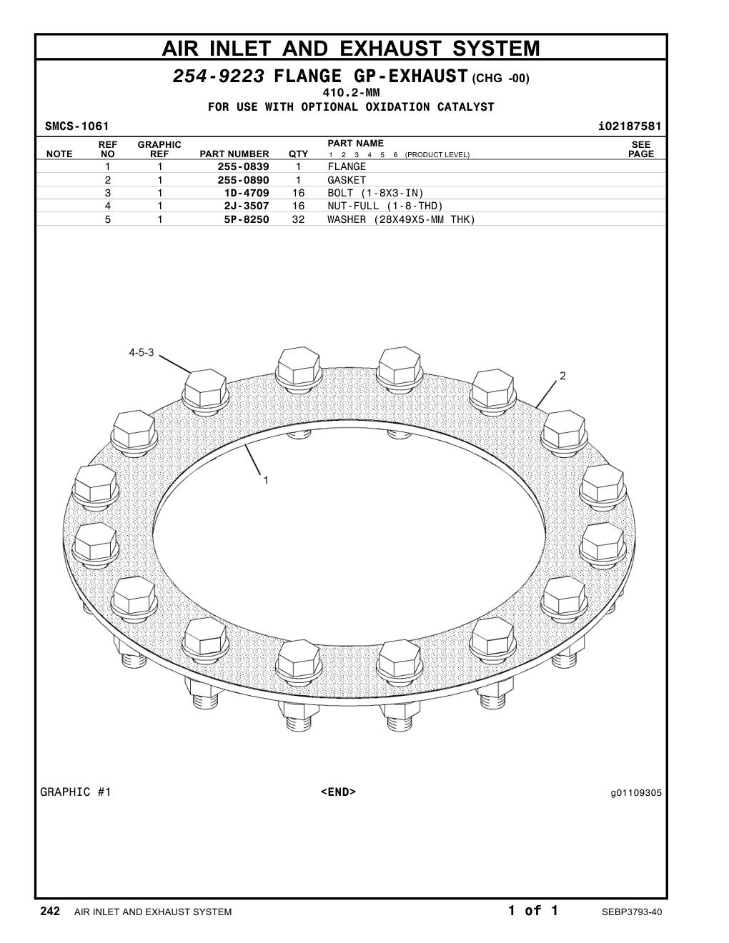 255-0839 FLANGE CAT parts manual diagram