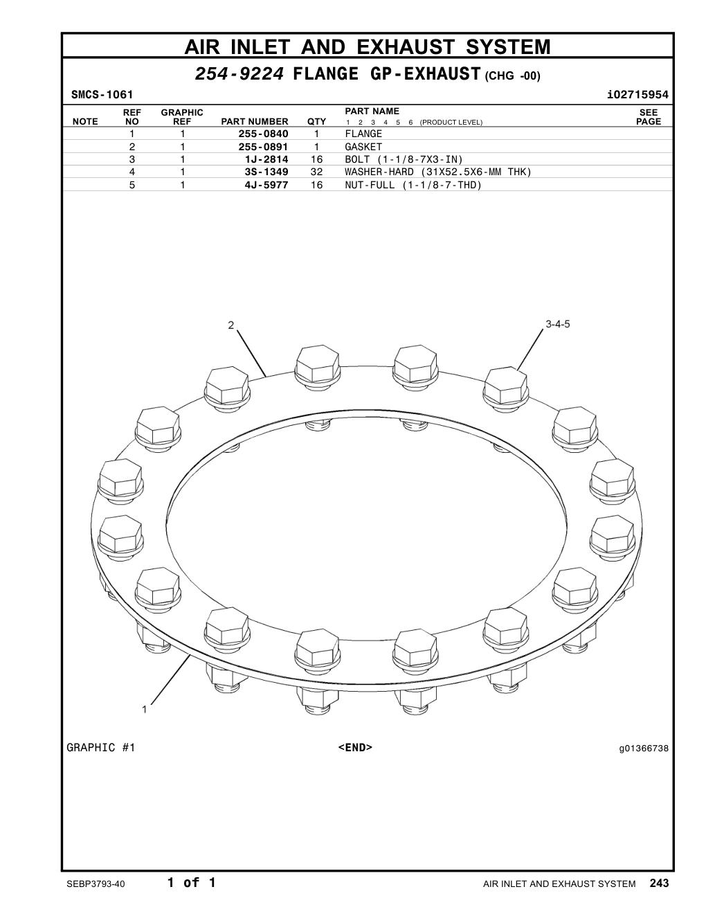 1J-2814 BOLT (1-1/8-7X3-IN) CAT parts manual diagram