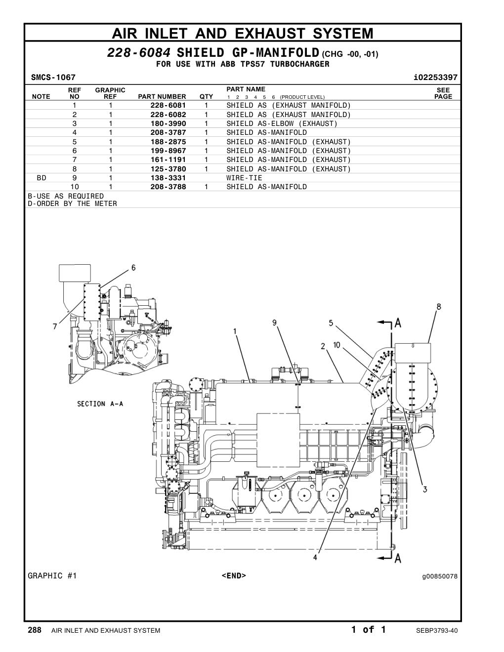 199-8967 SHIELD AS-MANIFOLD (EXHAUST) CAT parts manual diagram