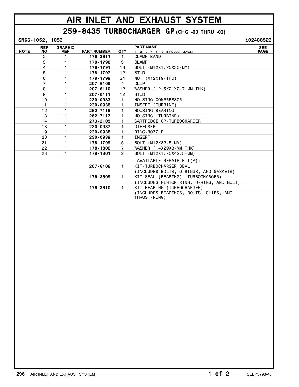 207-6109 CLIP CAT parts manual diagram