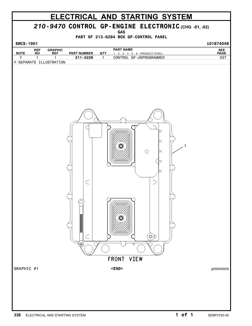 211-5228 CONTROL GP-UNPROGRAMMED CAT parts manual diagram