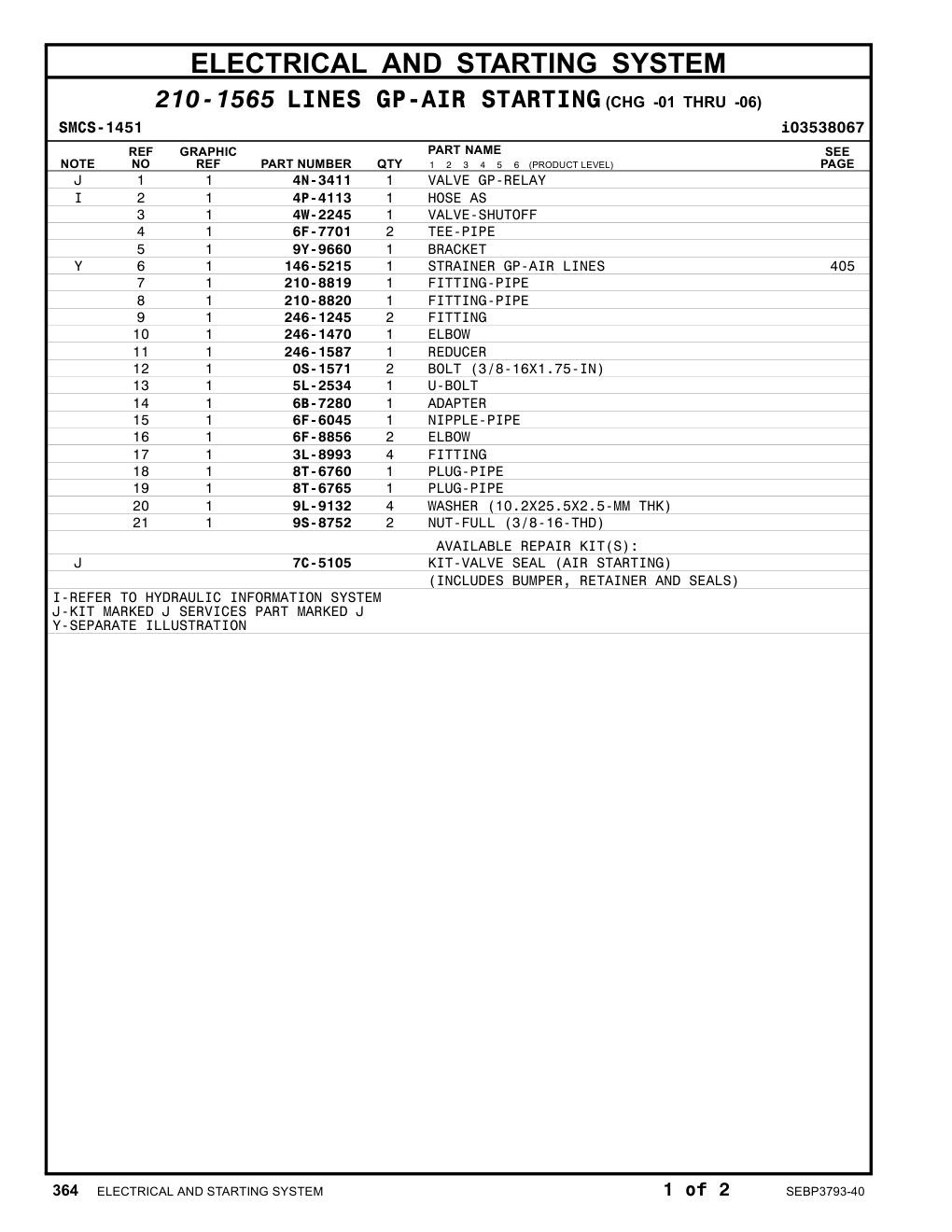 246-1245 FITTING CAT parts manual diagram