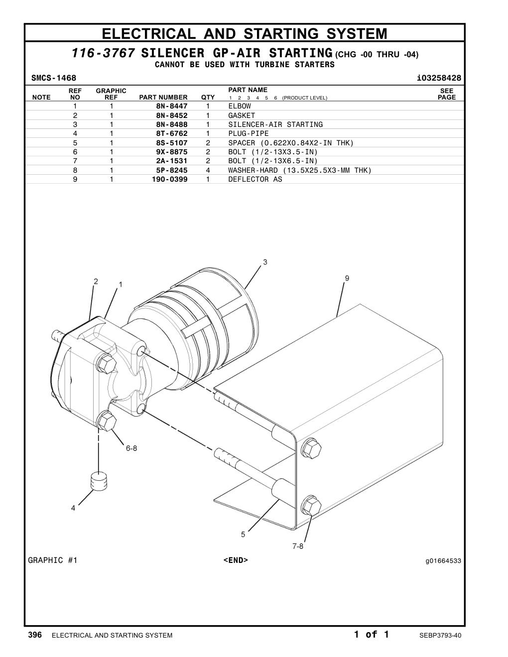 190-0399 DEFLECTOR AS CAT parts manual diagram