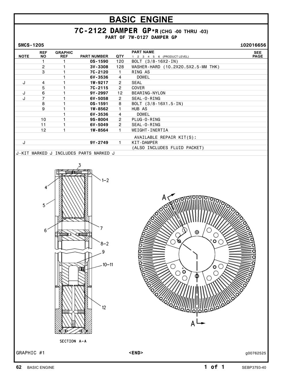 1W-8562 HUB AS CAT parts manual diagram
