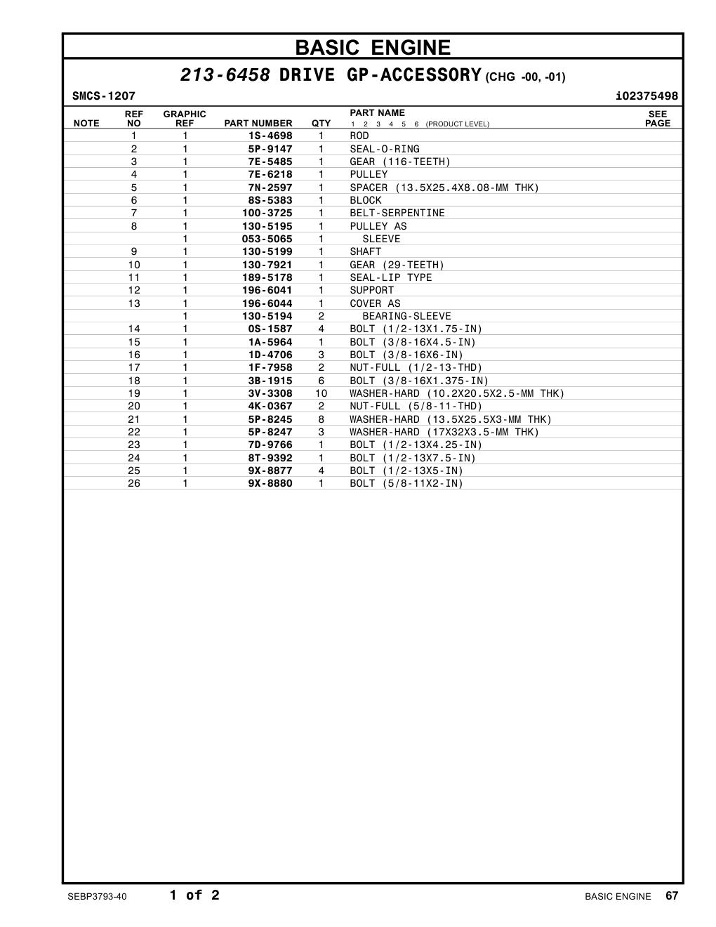 130-5199 SHAFT CAT parts manual diagram