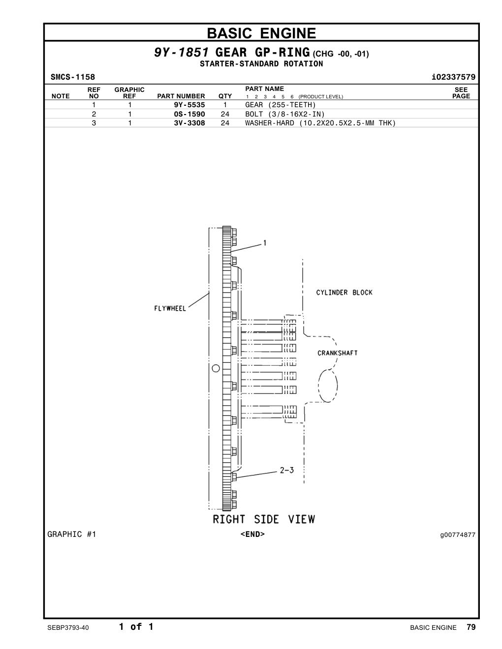 9Y-5535 - GEAR (255-TEETH)