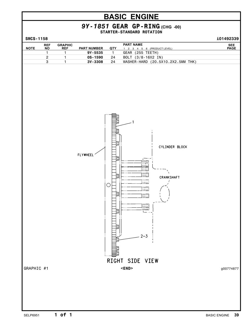 9Y-5535 - GEAR (255-TEETH)