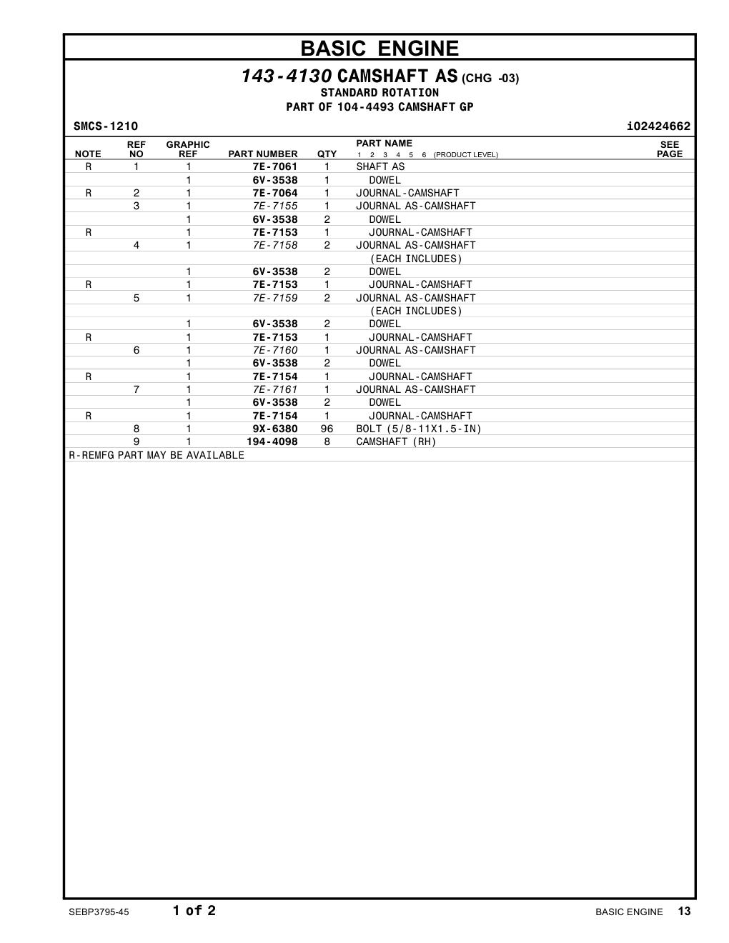 194-4098 - CAMSHAFT(RH)