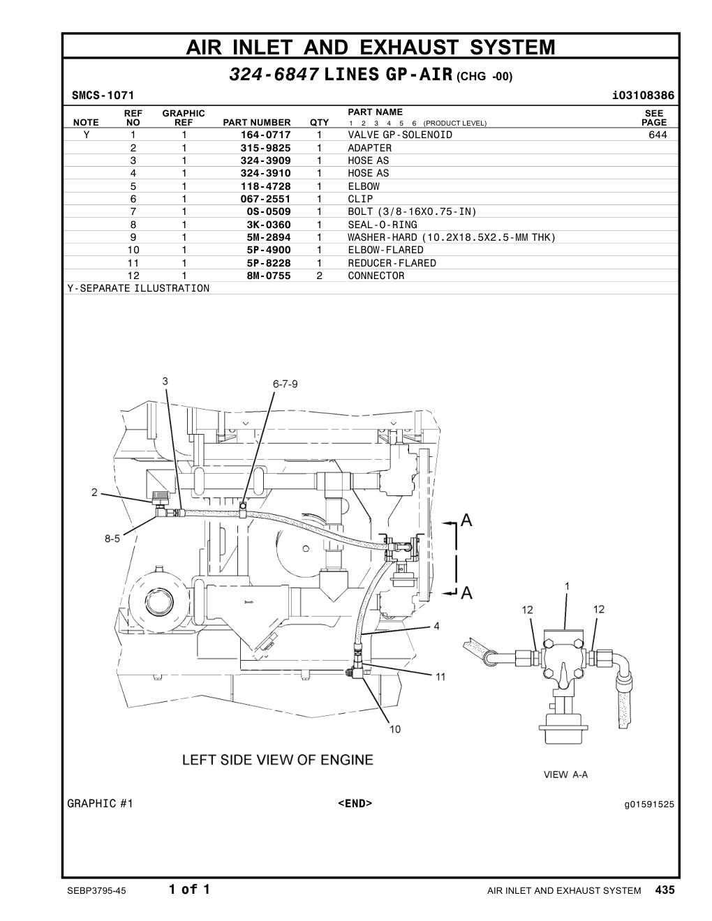 324-3909 HOSEAS CAT parts manual diagram